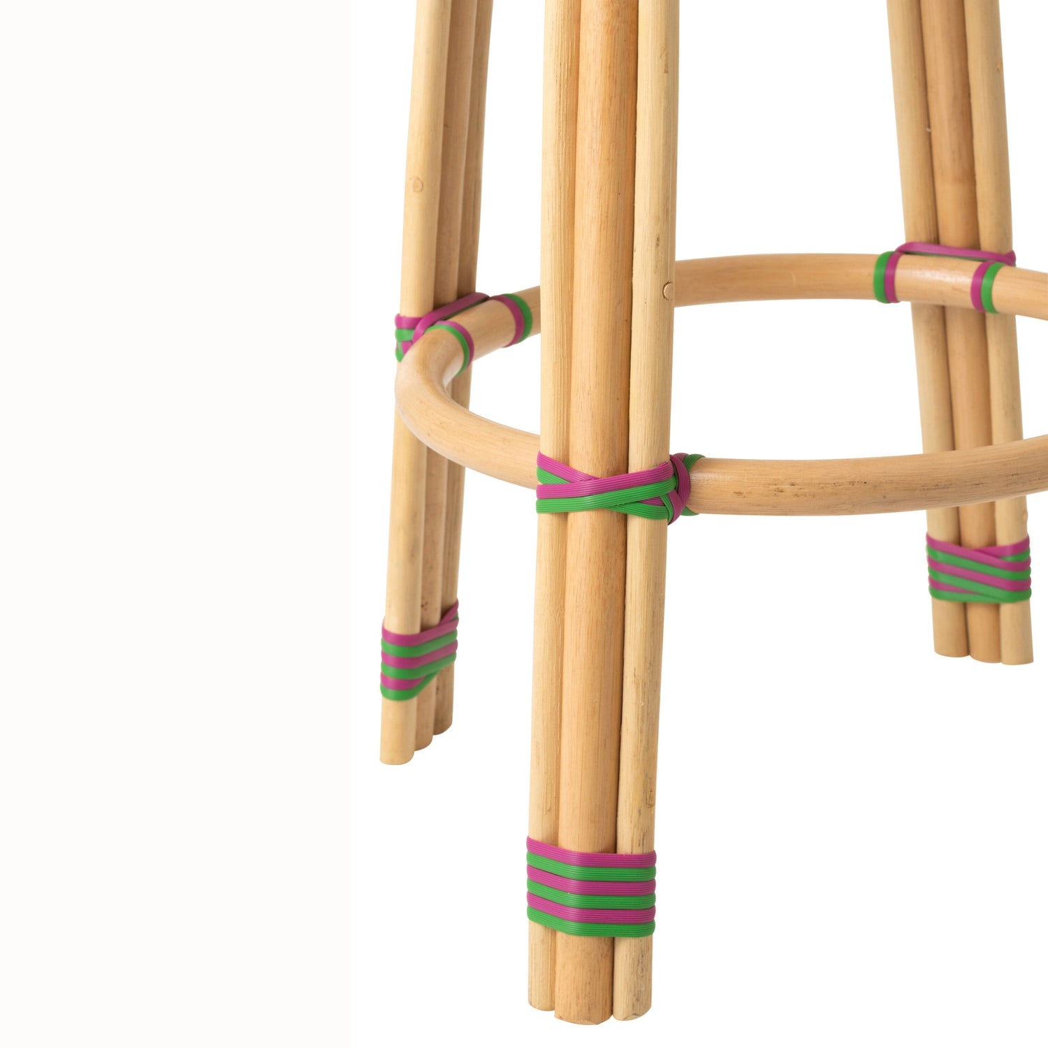 Outdoor Barkruk Geo Rond Rotan Roze/Groen J-Line