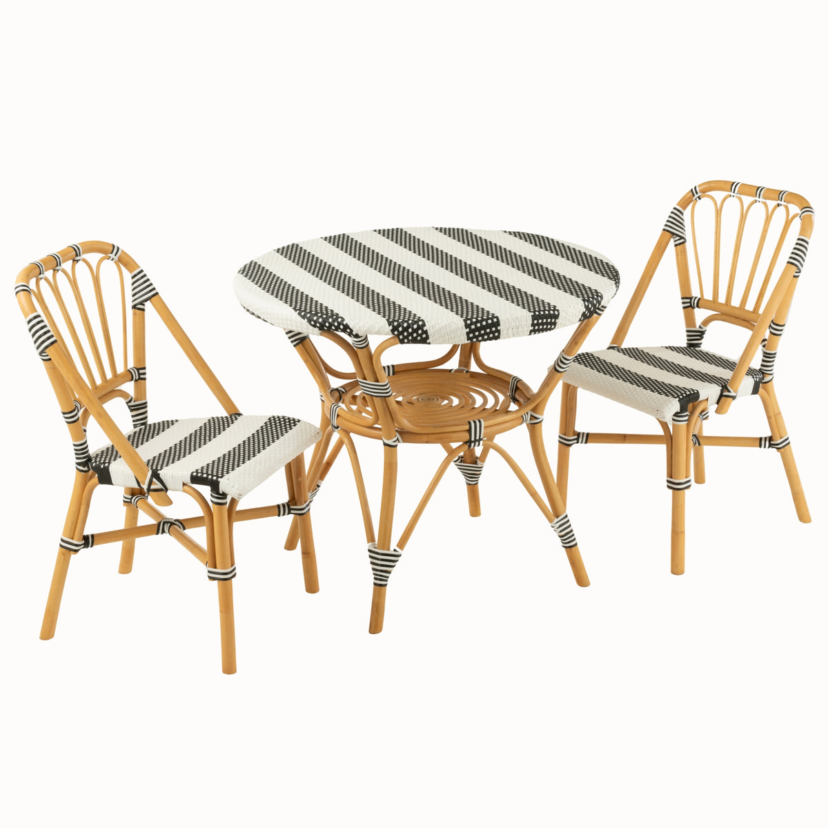 Esstisch Rattan Schwarz/Weiß J-Line
