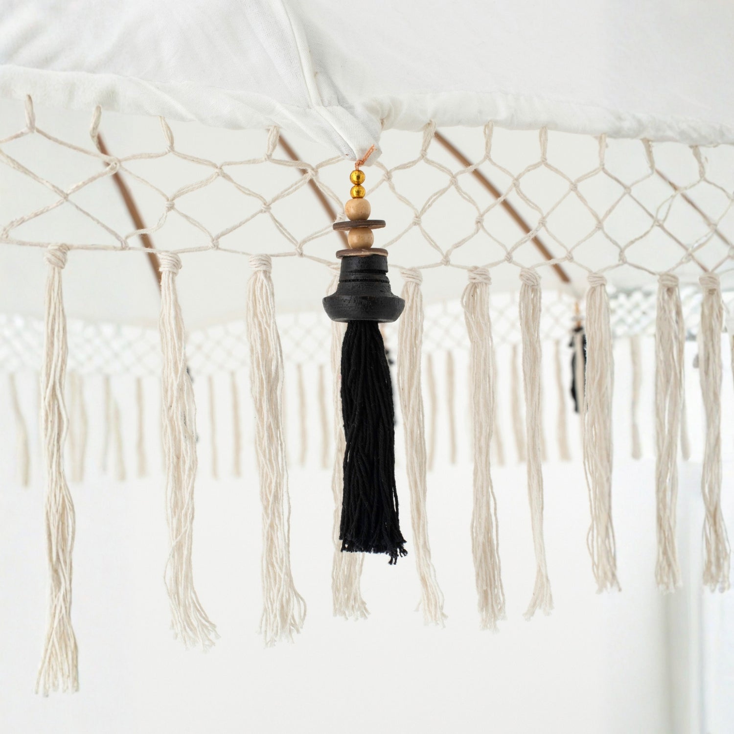 Parasol Flavie Hout/Katoen Ecru/Zwart J-Line