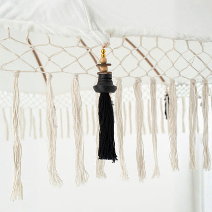 Parasol Flavie Hout/Katoen Ecru/Zwart J-Line