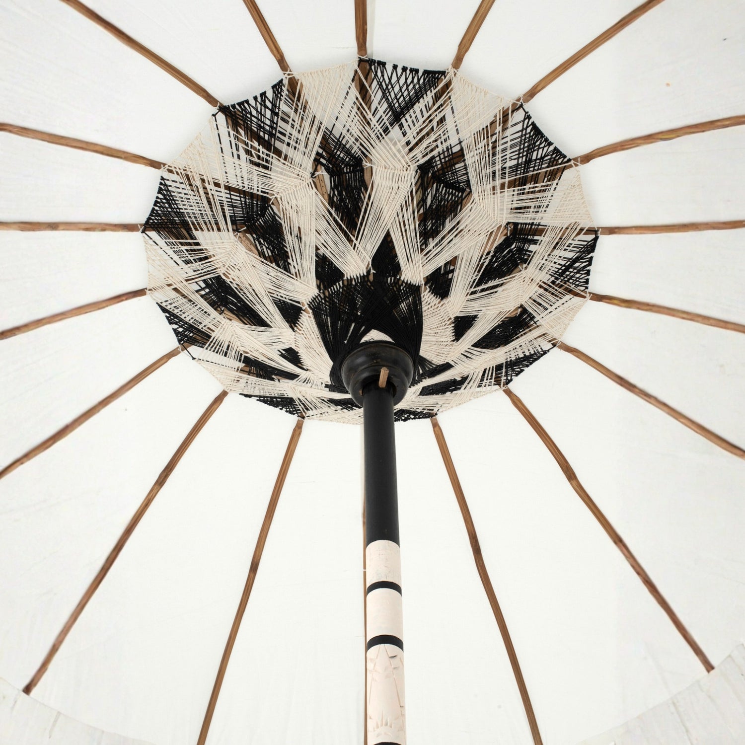 Parasol Flavie Hout/Katoen Ecru/Zwart J-Line
