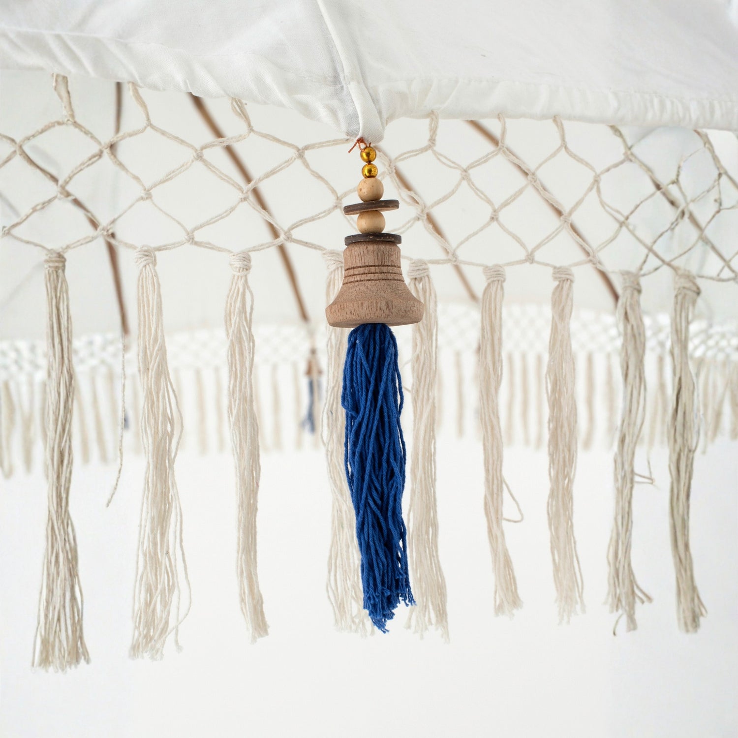 Parasol Flavie Hout/Katoen Ecru/Blauw J-Line
