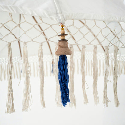 Parasol Flavie Hout/Katoen Ecru/Blauw J-Line