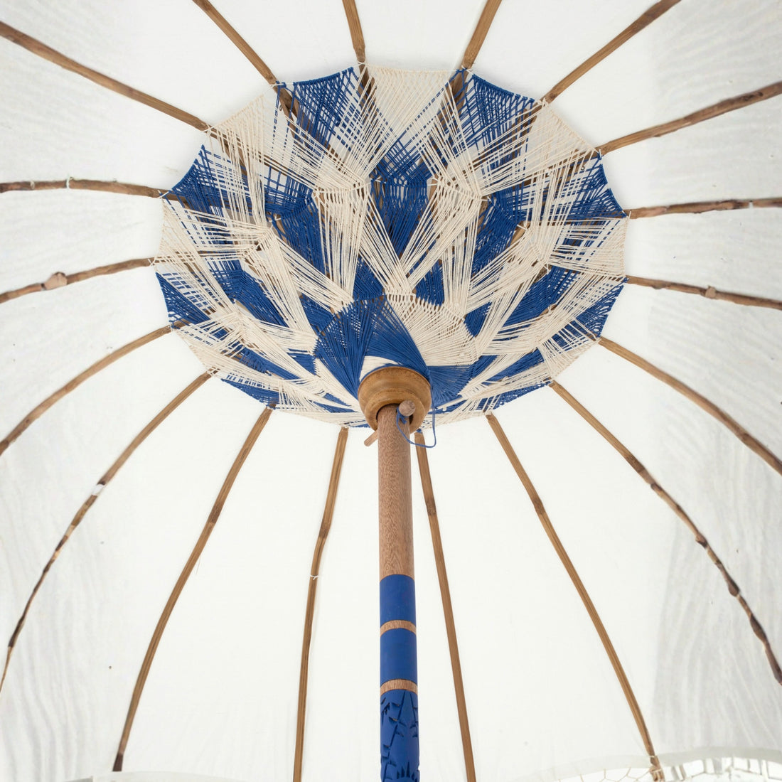Parasol Flavie Hout/Katoen Ecru/Blauw J-Line
