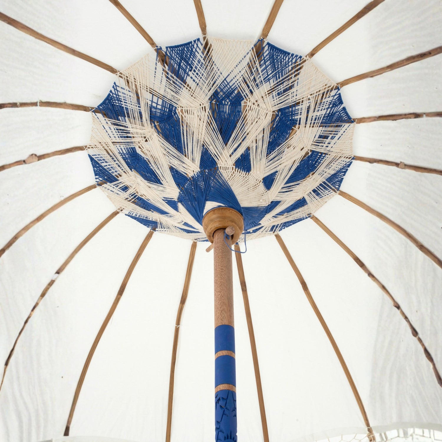 Parasol Flavie Hout/Katoen Ecru/Blauw J-Line