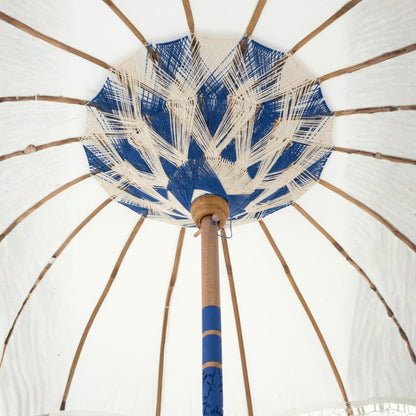Parasol Flavie Hout/Katoen Ecru/Blauw J-Line