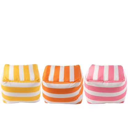 Set Van 3 Poef Gestreept Polyester Meerkleurig J-Line