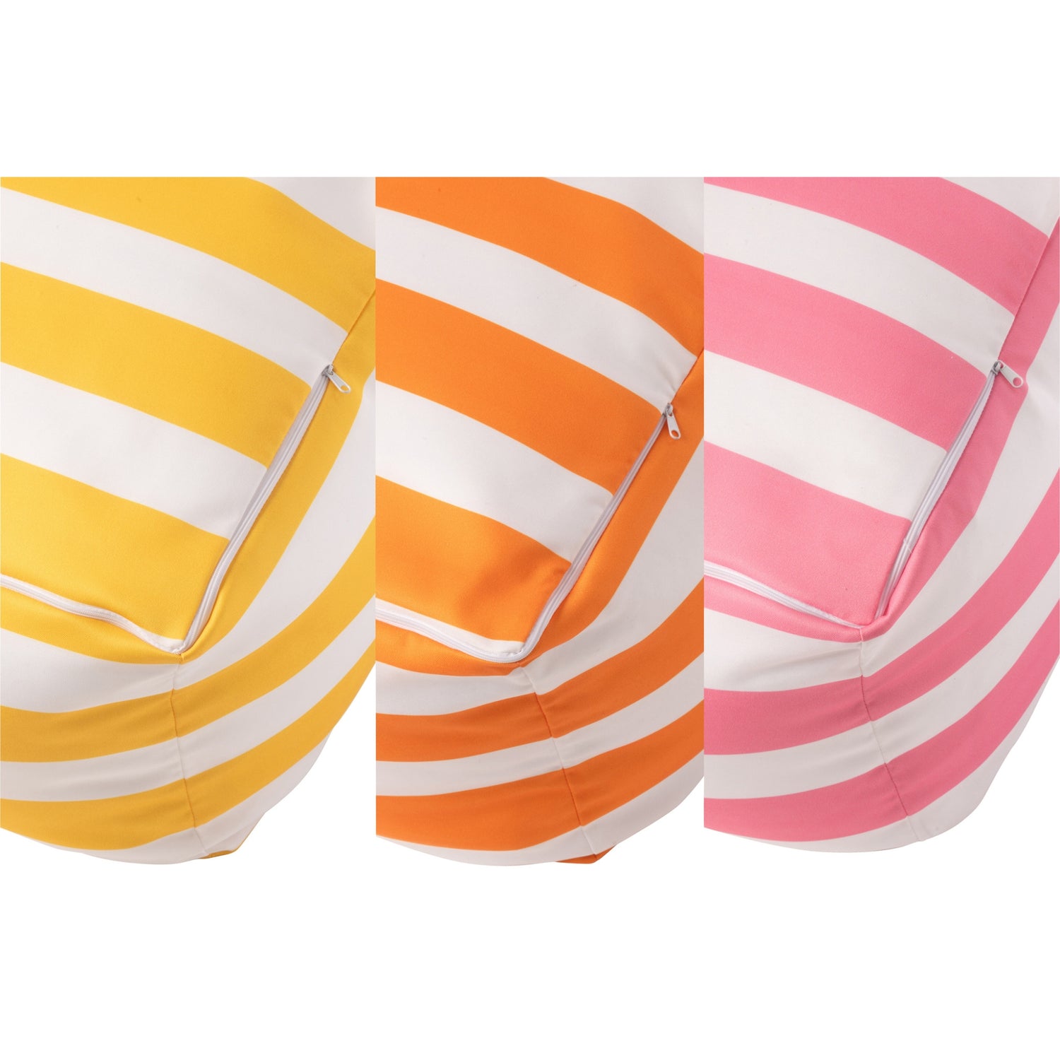 Set Van 3 Poef Gestreept Polyester Meerkleurig J-Line