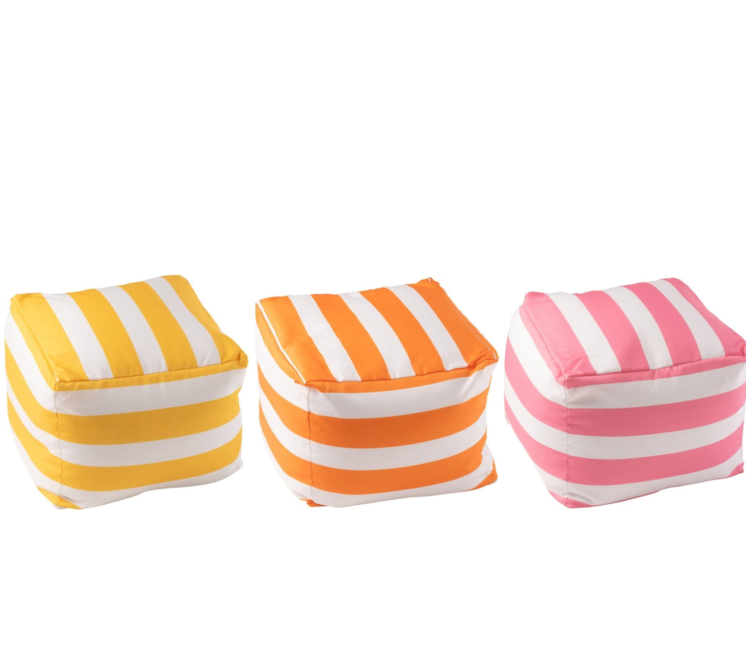 Set Van 3 Poef Gestreept Polyester Meerkleurig J-Line