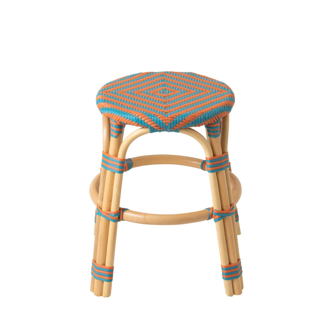 Outdoor Kruk Geo Rond Rotan Oranje/Turquoise J-Line