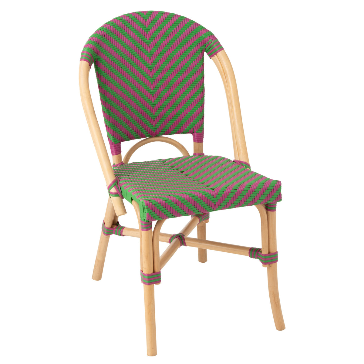 Outdoor-Stuhl Geo Rund Rattan Rosa/Grün J-Line