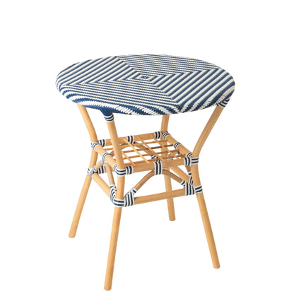 Outdoor Eettafel Geo Rond Rotan Blauw/Wit J-Line