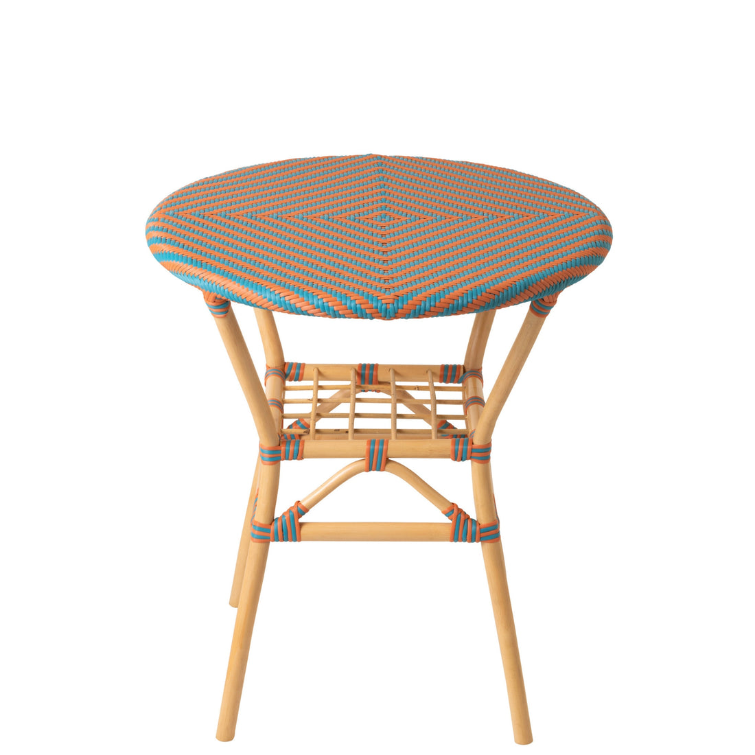 Outdoor Eettafel Geo Rond Rotan Oranje/Turquoise J-Line