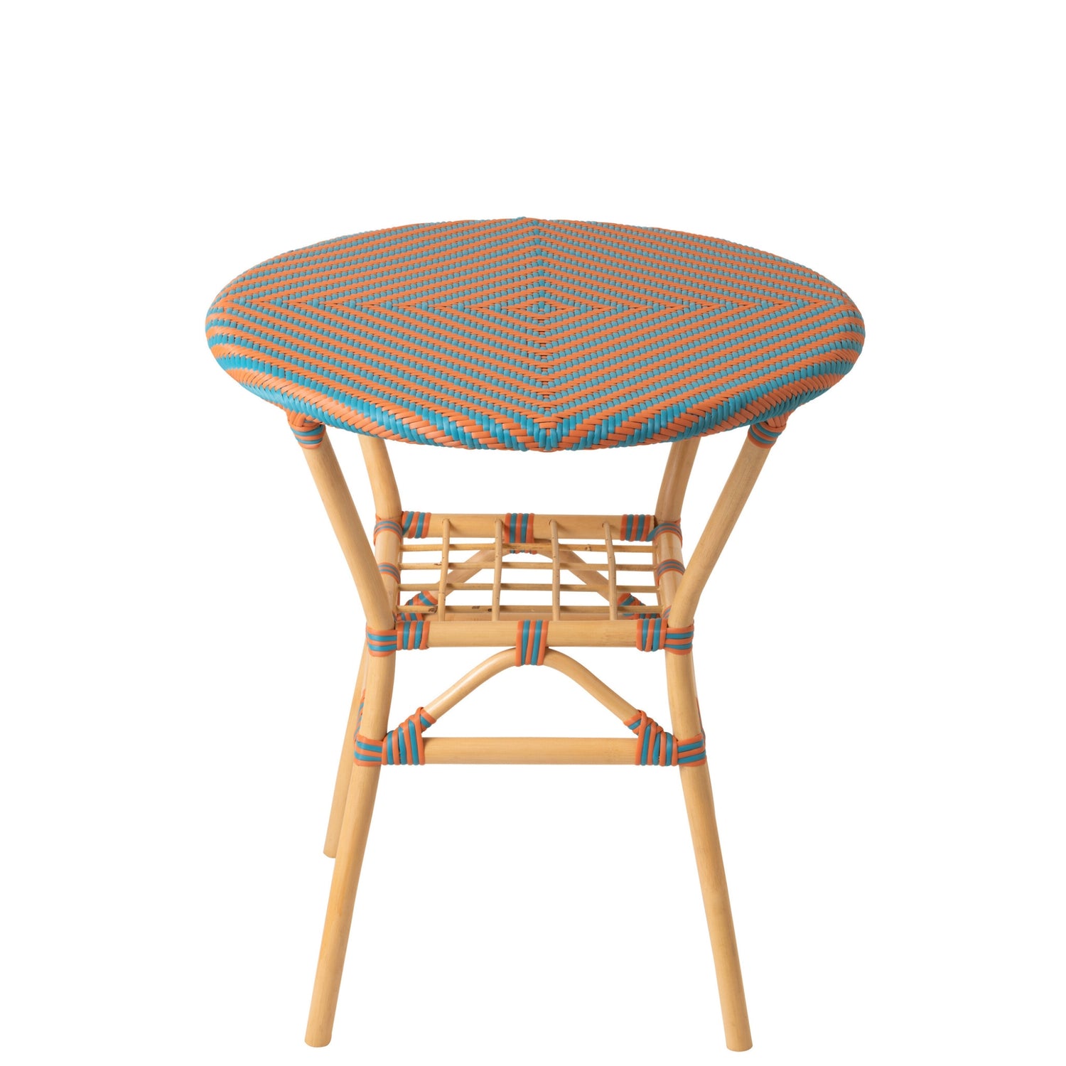 Outdoor Eettafel Geo Rond Rotan Oranje/Turquoise J-Line