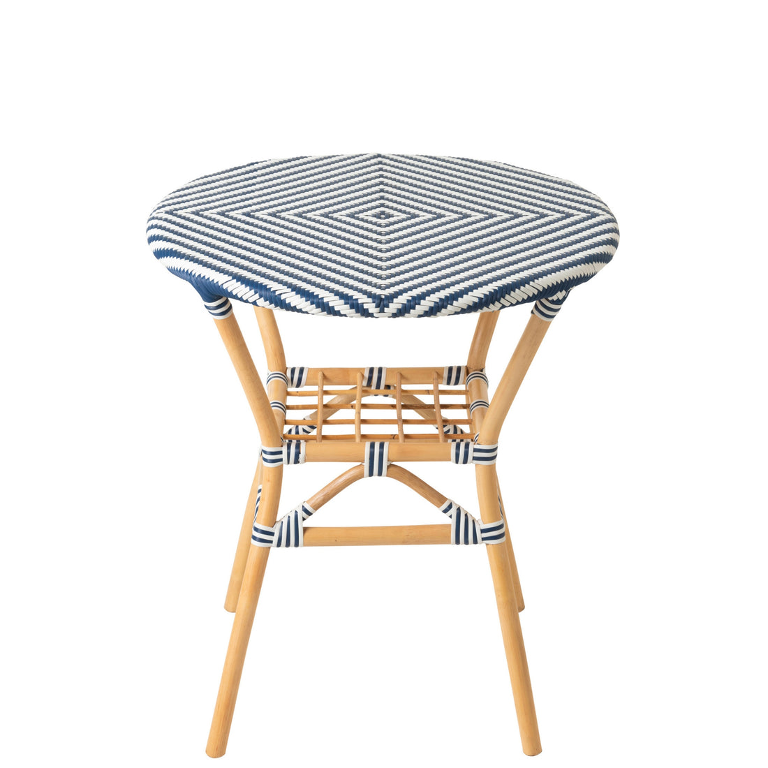 Outdoor Eettafel Geo Rond Rotan Blauw/Wit J-Line