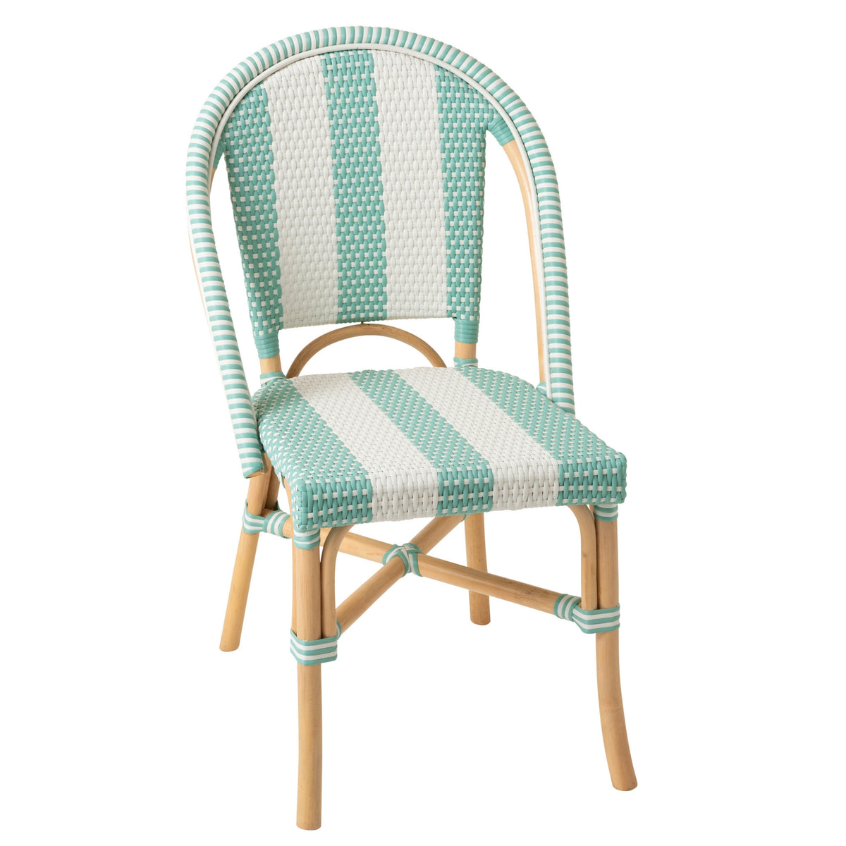 Stuhl Gestreift Rattan Hellblau/Weiß J-Line