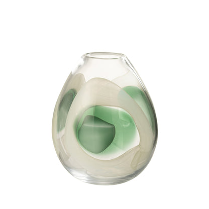 Vaas Livy Glas Groen/Wit/Transparant Medium Ø20,5xH25,5cm J-Line