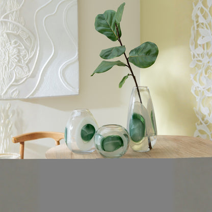 Vaas Livy Glas Groen/Wit/Transparant Medium Ø20,5xH25,5cm J-Line