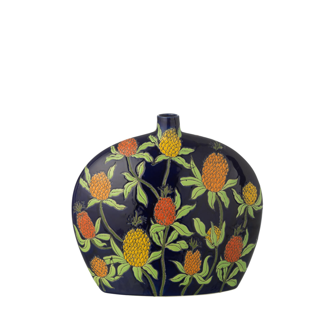 Vaas Ananas Porselein Meerkleurig Medium 33x12x30cm J-Line