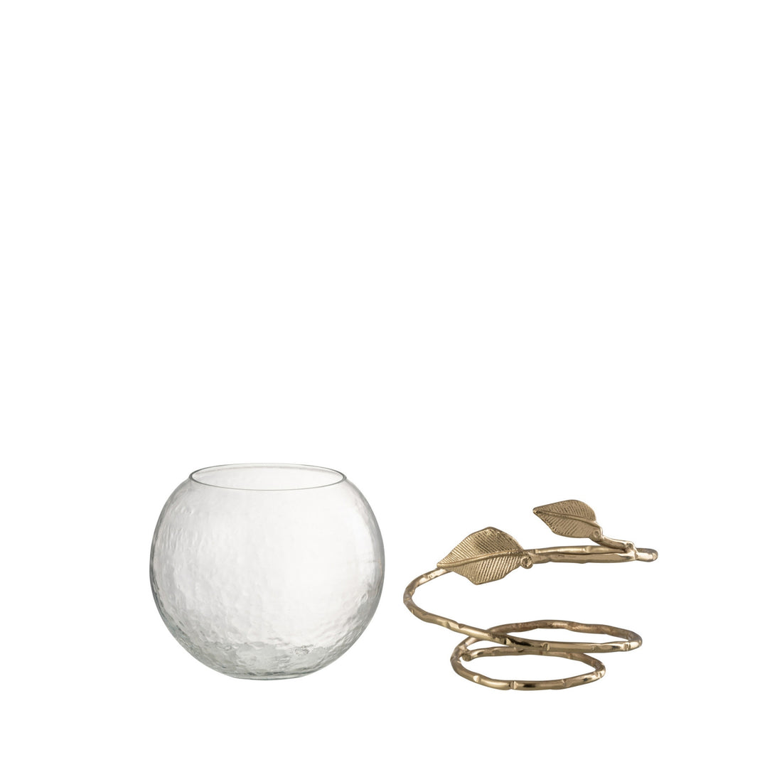Vaas Blad Schaal Glas/Ijzer Transparant/Goud