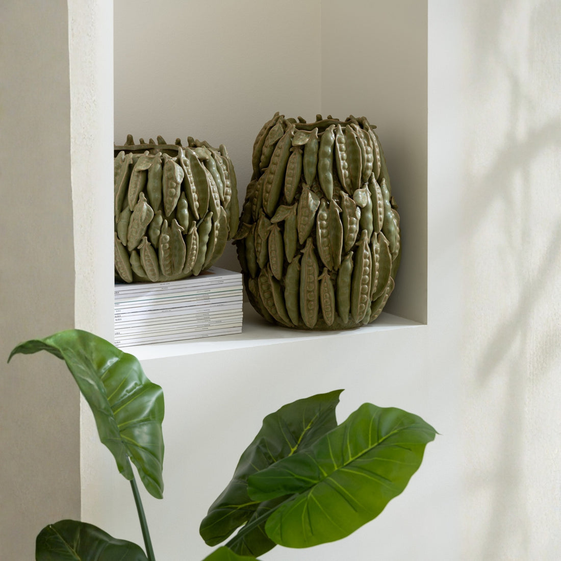 Vaas Botanica Bonen Breed Keramiek Groen