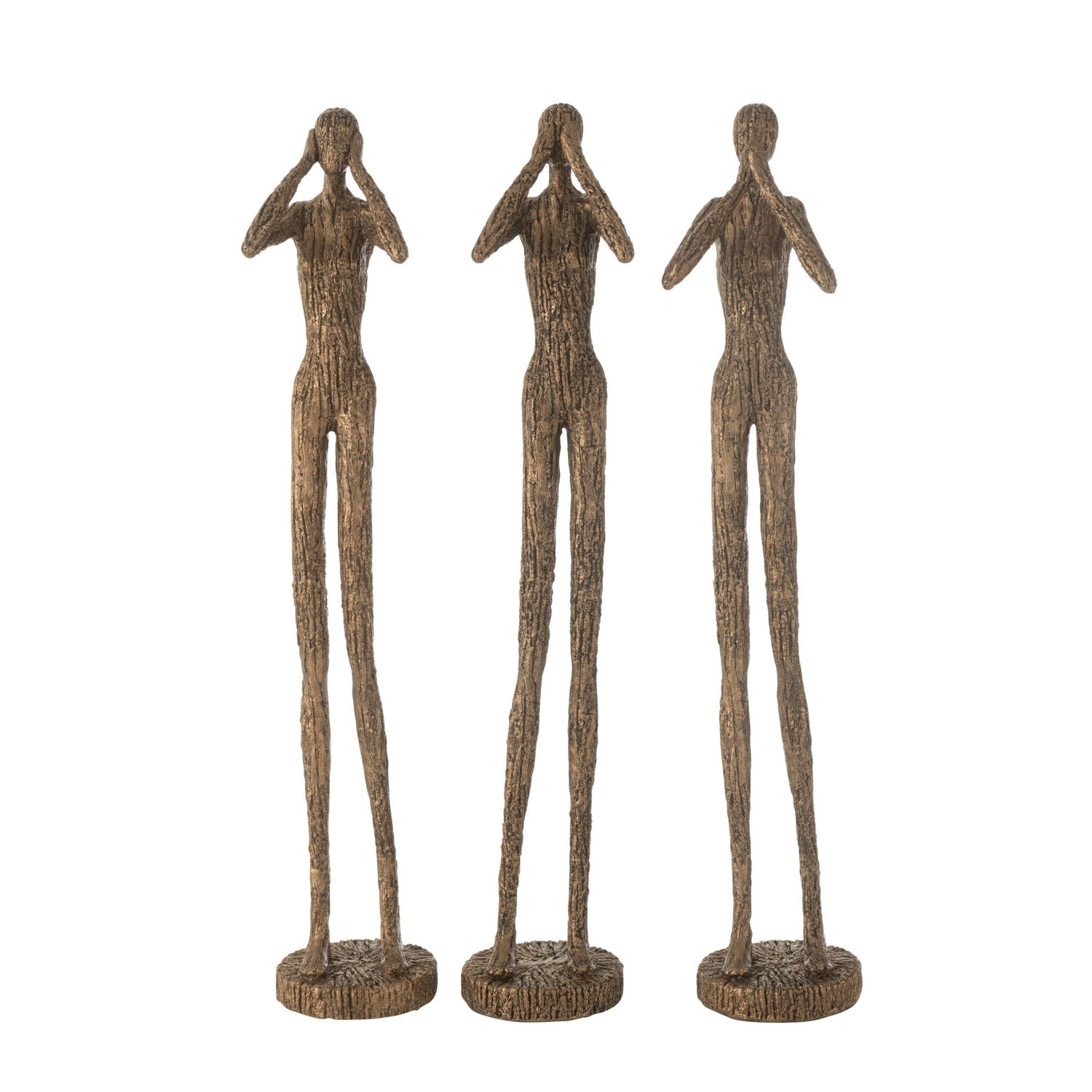 Figuur Horen/Zien/Zwijgen Resine Bruin/Goud Set Van 3 J-Line