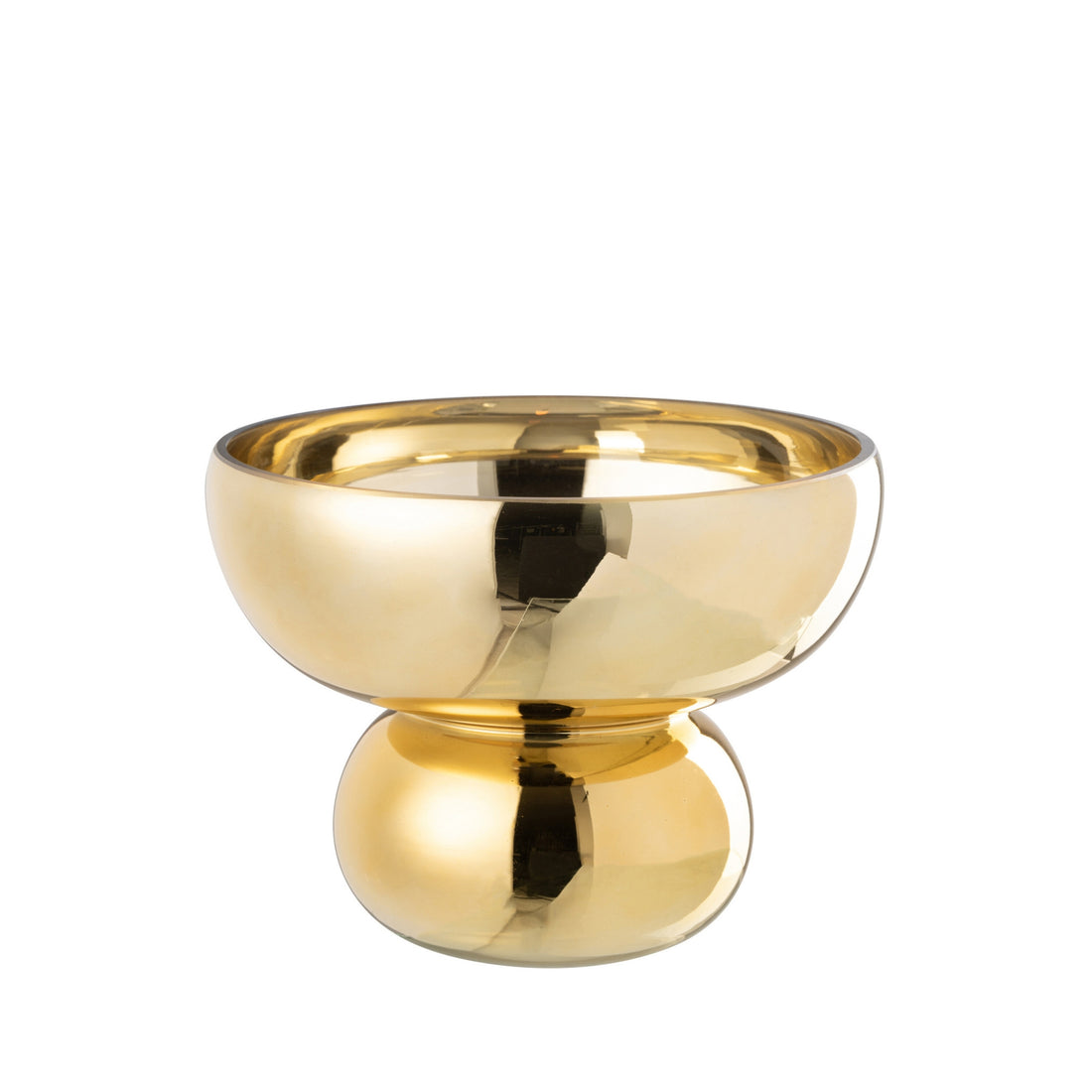 Windlicht Op Voet Afgerond Glas Goud J-Line