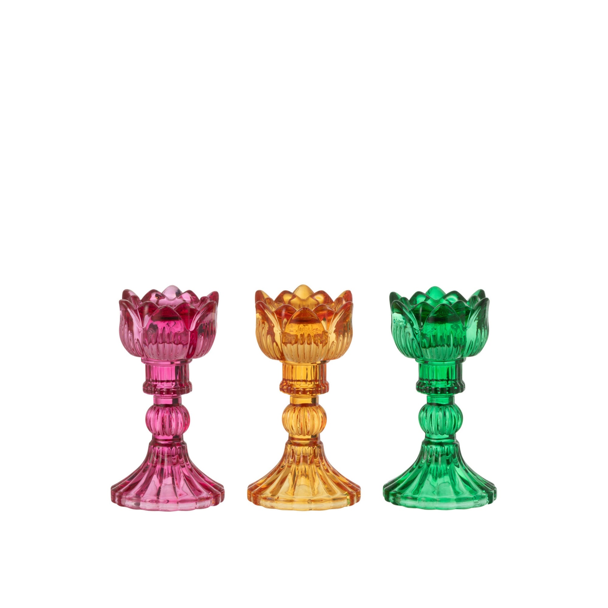 Kandelaar Roos Glas Mix Set van 3 J-Line