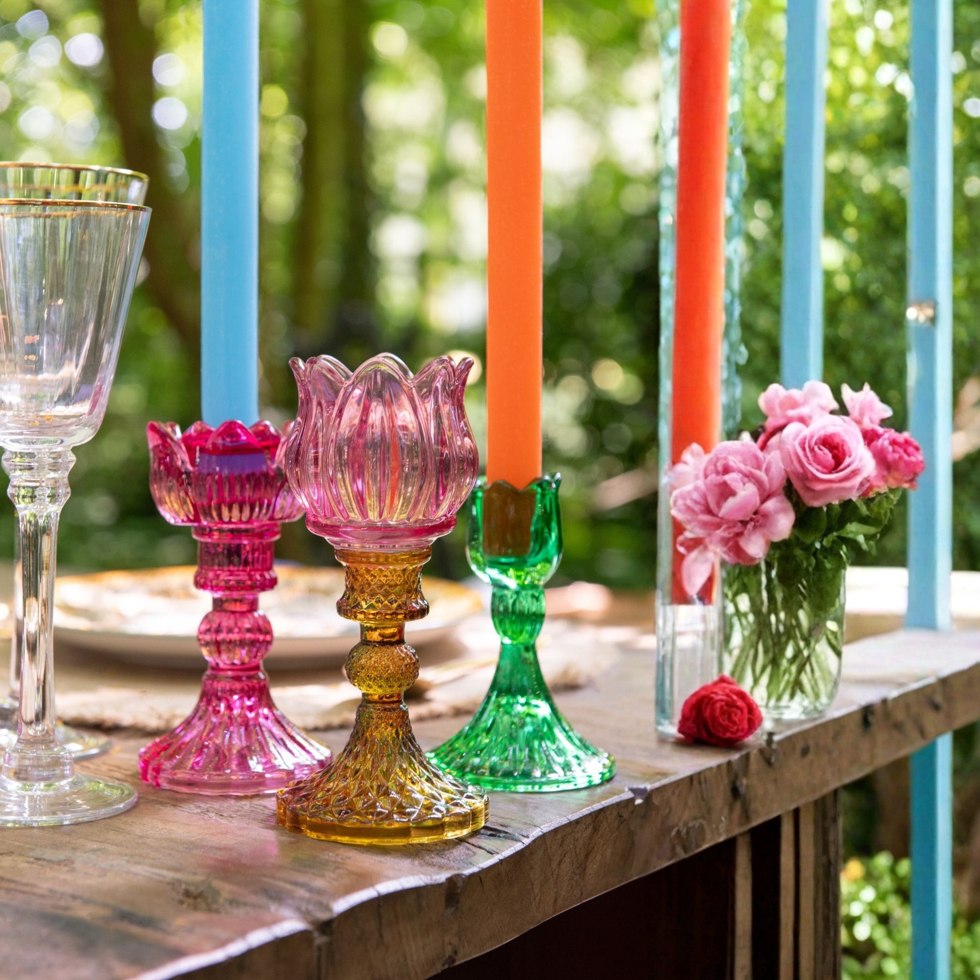 Kandelaar Roos Glas Mix Set van 3 J-Line
