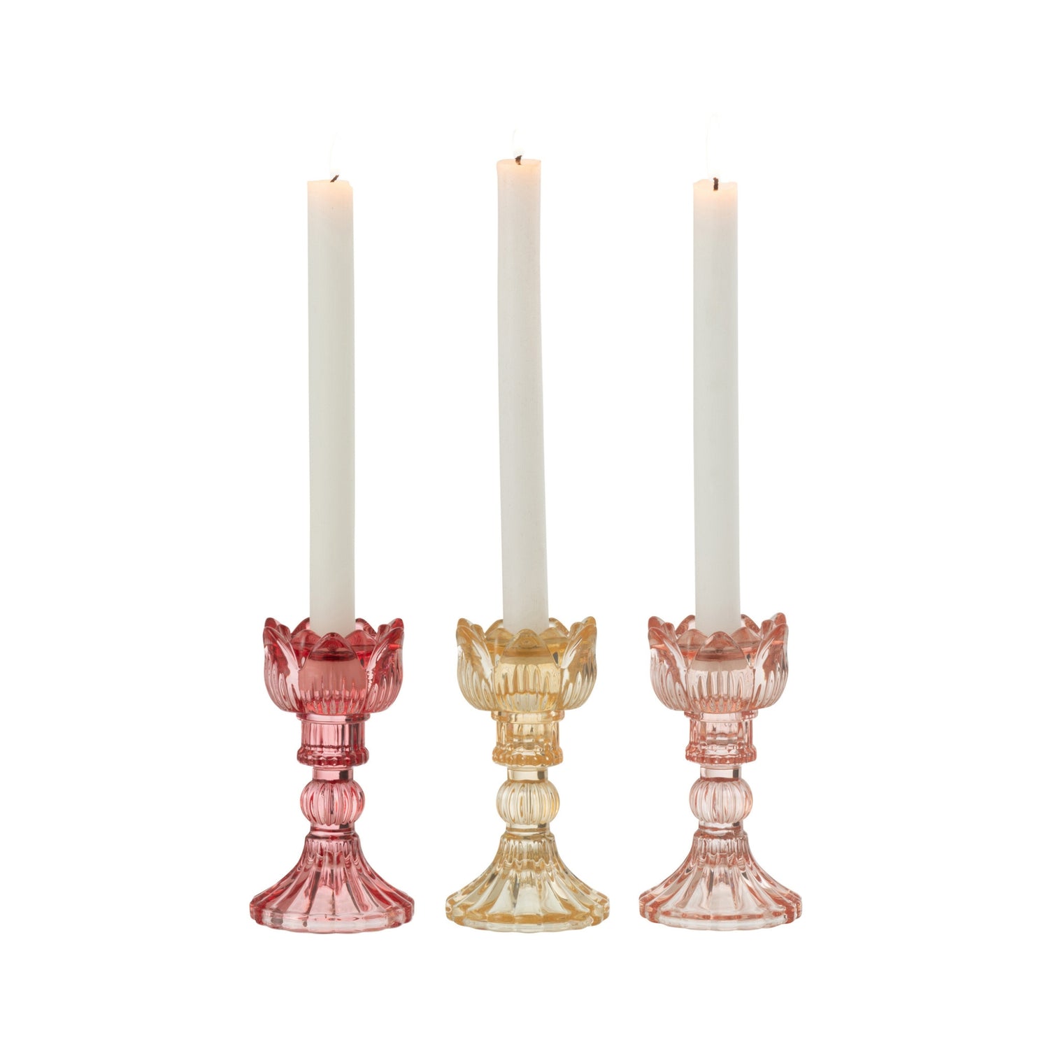 Kandelaar Roos Warm Glas Mix Set van 3 J-Line