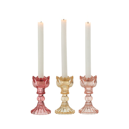 Kandelaar Roos Warm Glas Mix Set van 3 J-Line