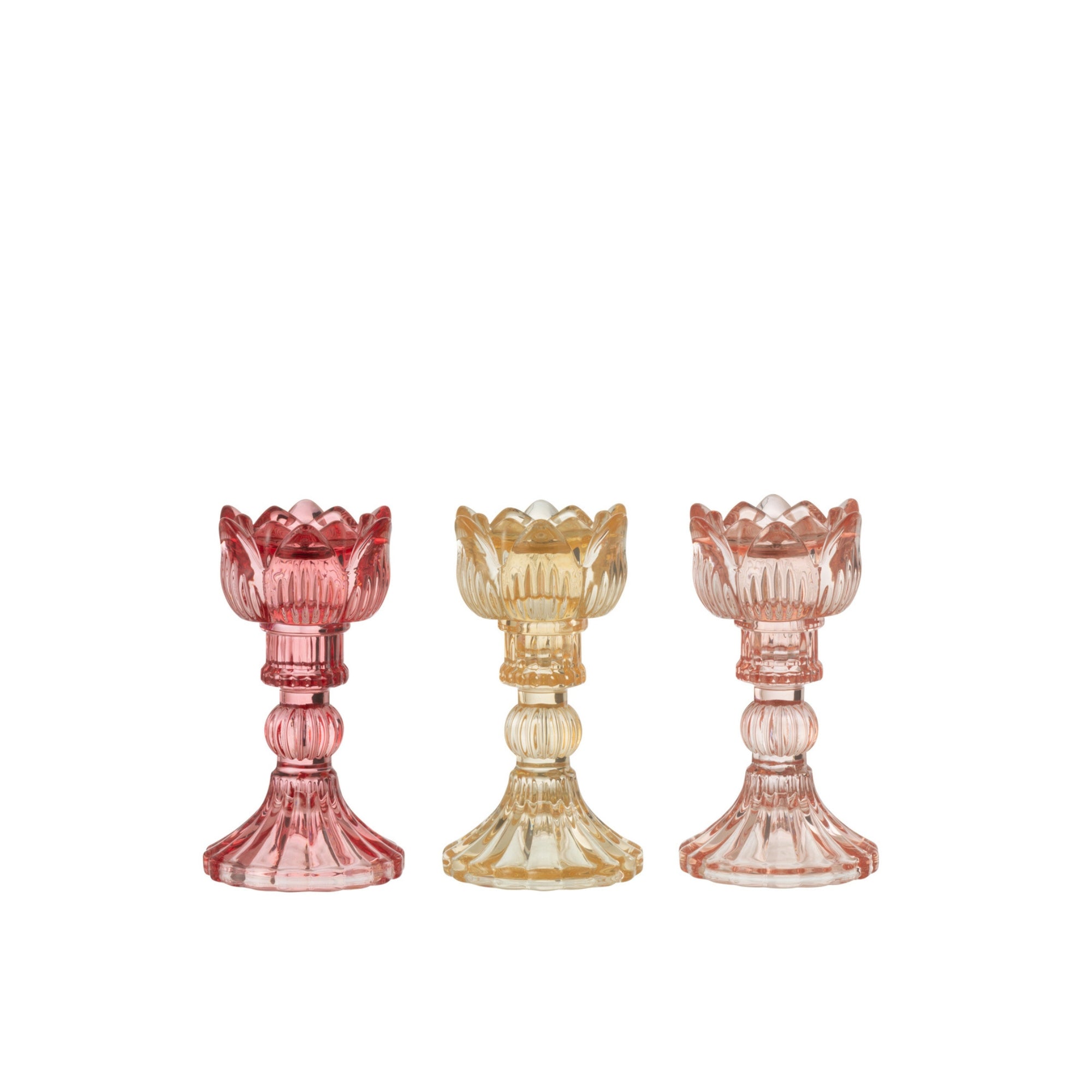 Kandelaar Roos Warm Glas Mix Set van 3 J-Line