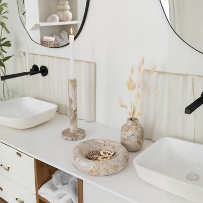 Kaarshouder Marmer Beige Set van 3 J-Line