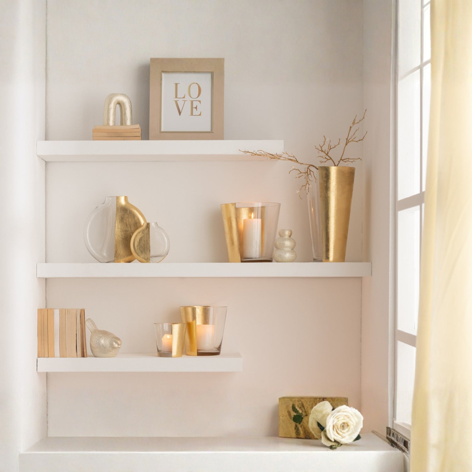 Windlicht Boe Half Goud Medium