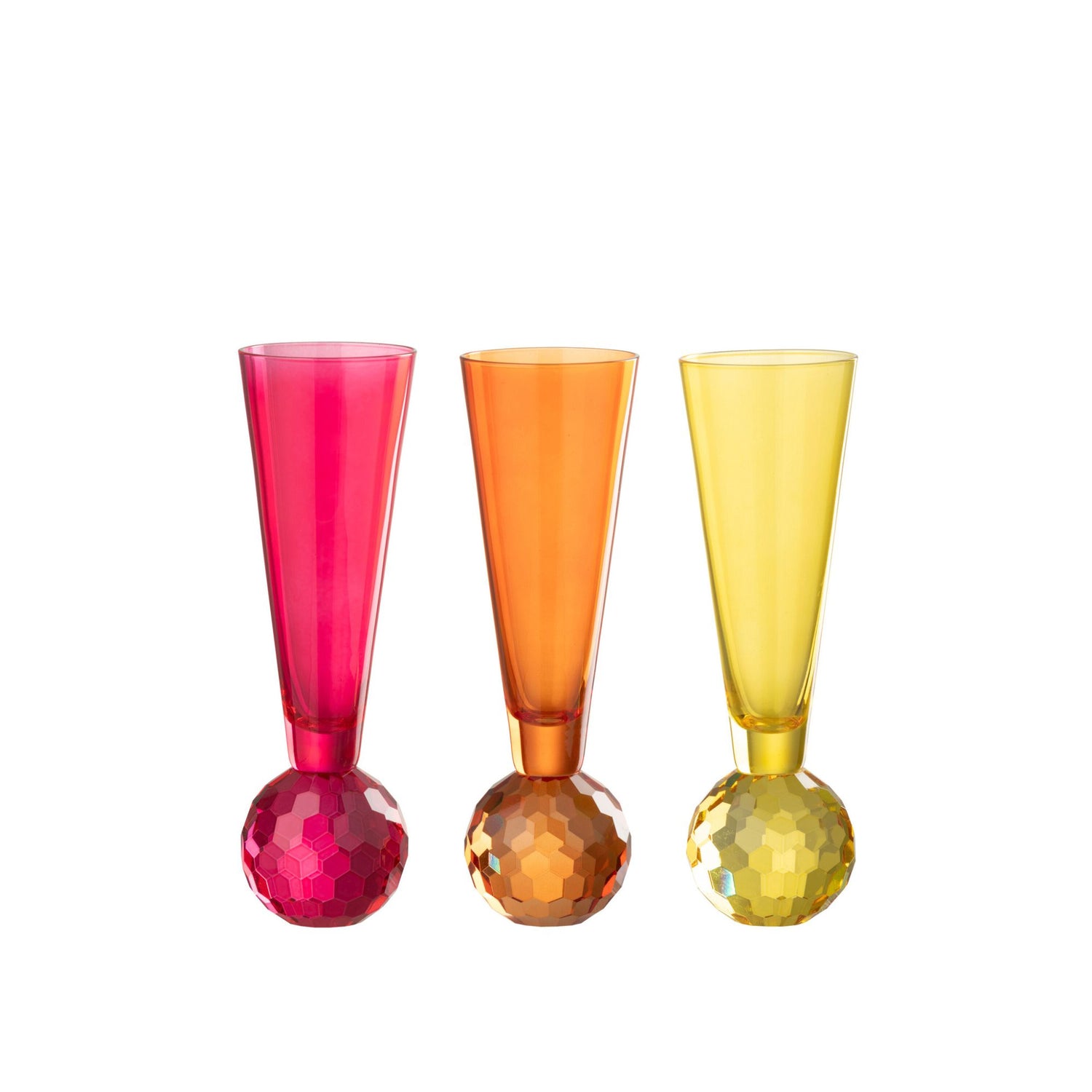 Champagne Glas Bal Glas Geel/Oranje Set van 3 J-Line
