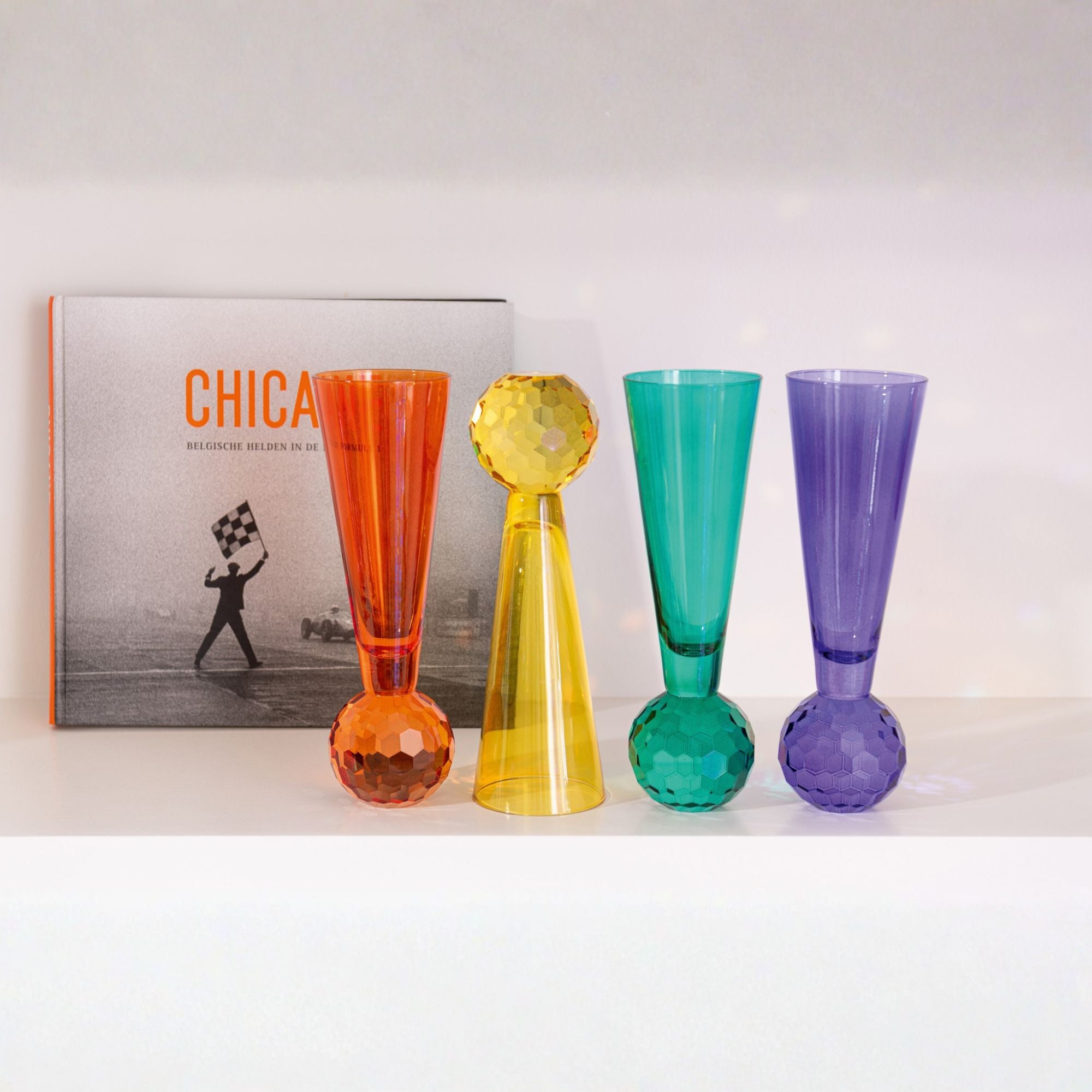 Champagne Glas Bal Glas Geel/Oranje Set van 3 J-Line