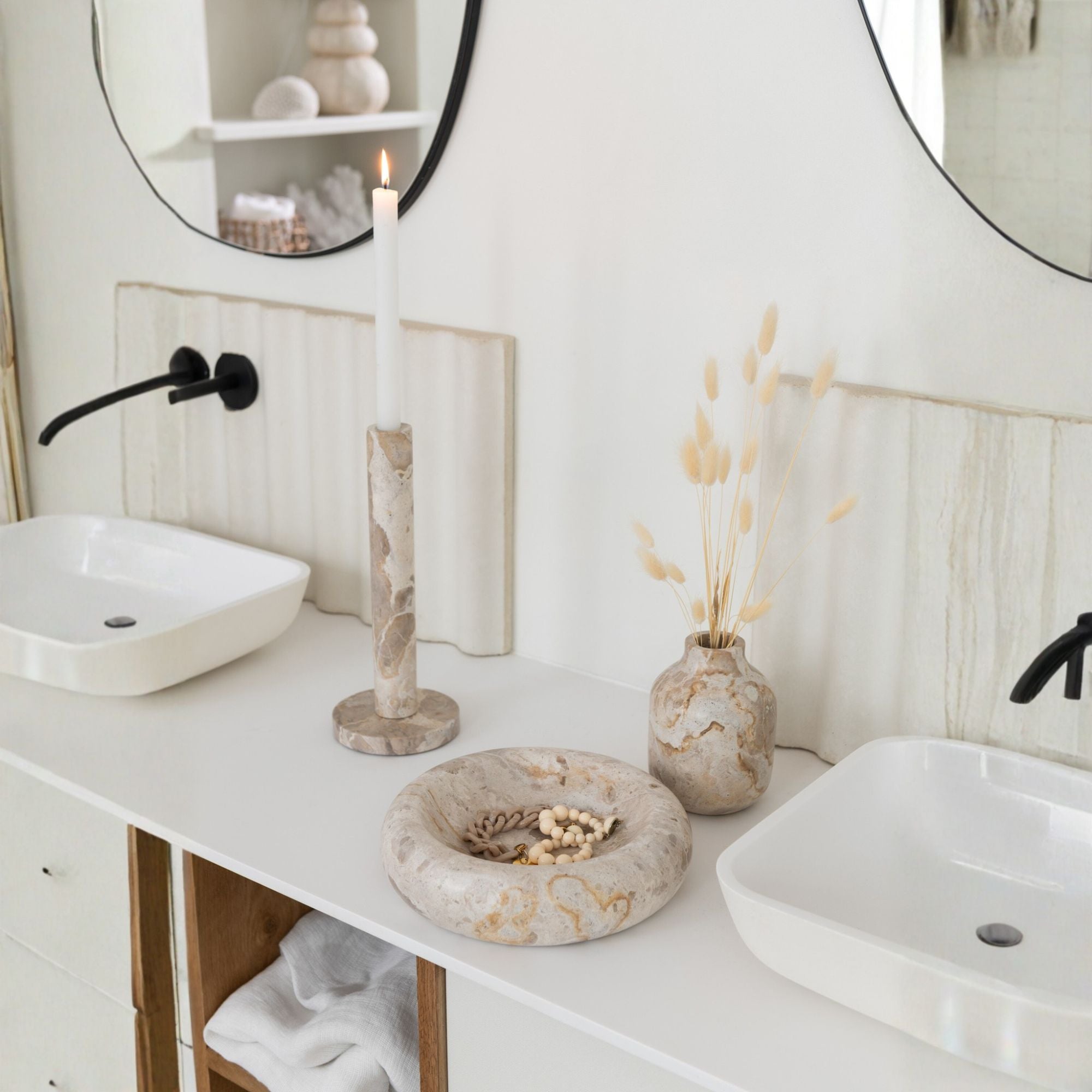 Luxe Marmeren Schaal Laag Beige Small J-Line