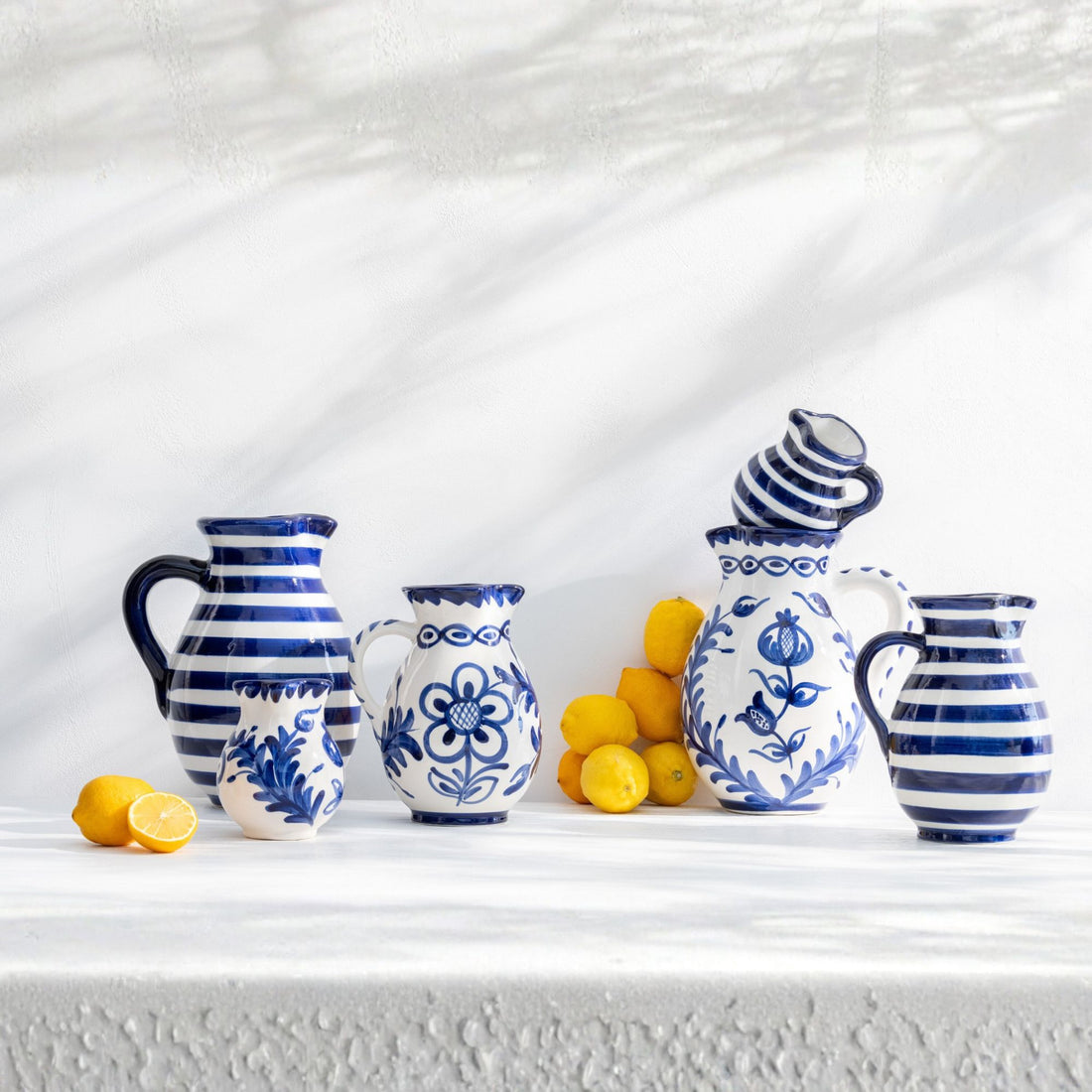 Kleine Kan Granada Strepen Cobalt Blauw/Wit Keramiek J-Line