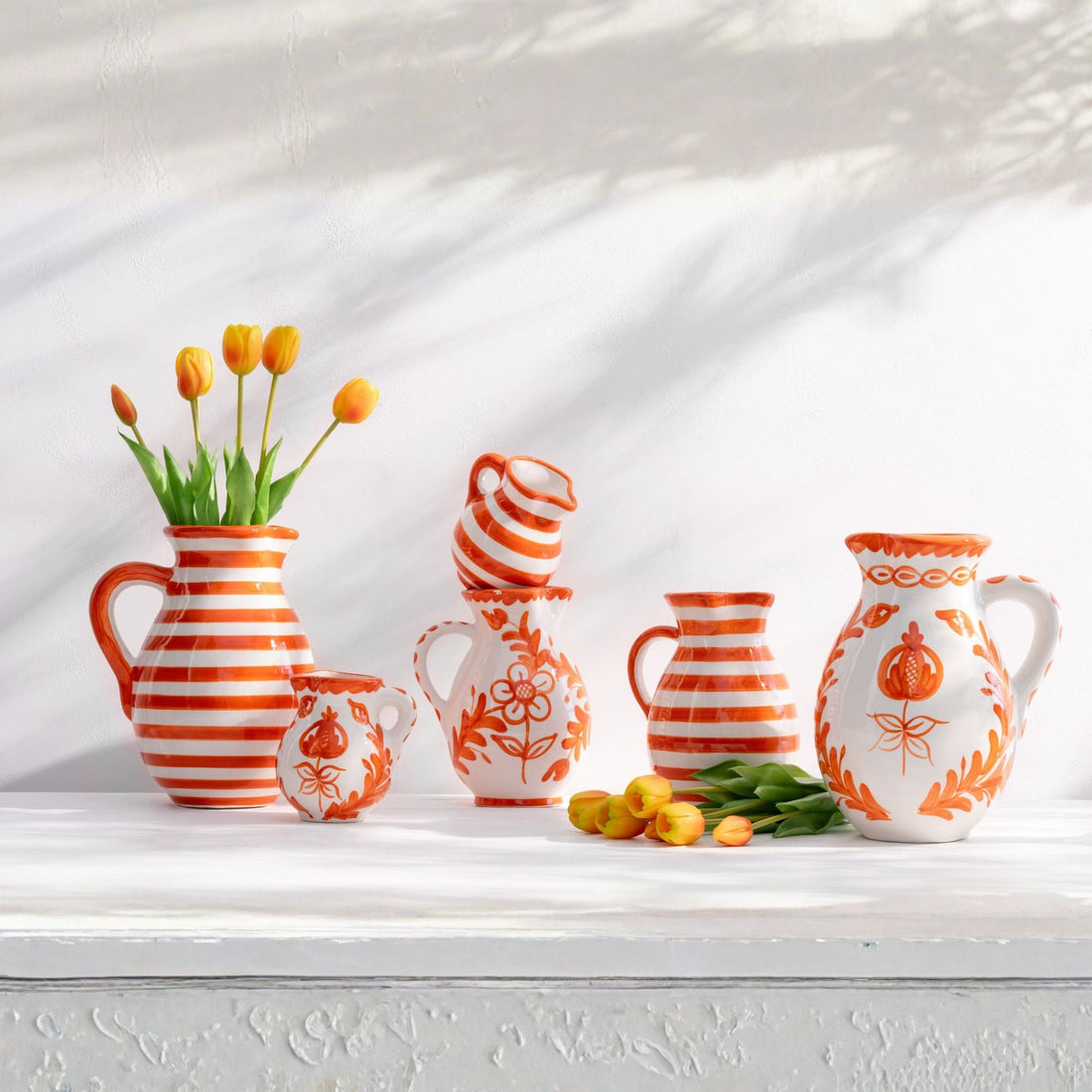 Medium Kan Granada Motief Oranje/Wit Keramiek J-Line