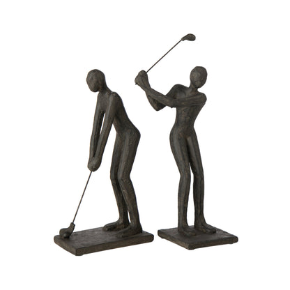Golfer Polyresin Zwart Assortiment Van 2 J-Line