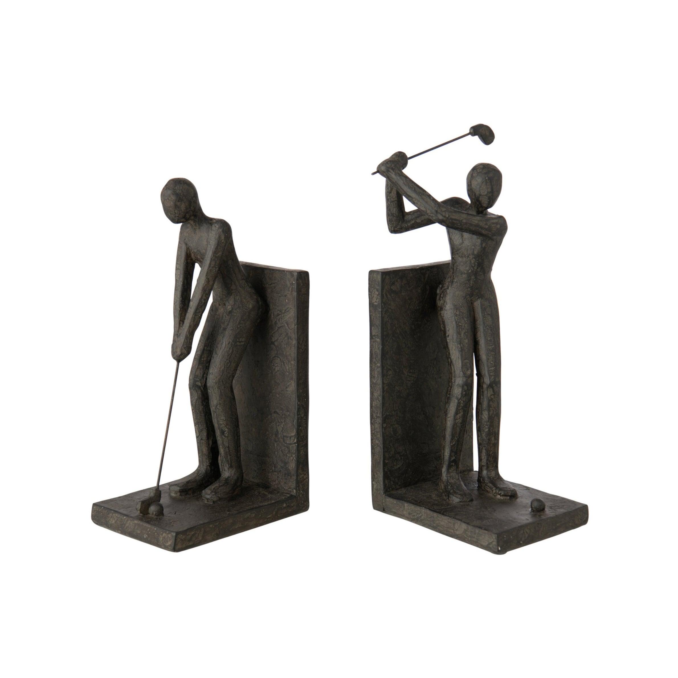 Set Van 2 Boekensteun Golfer Hars Zwart J-Line