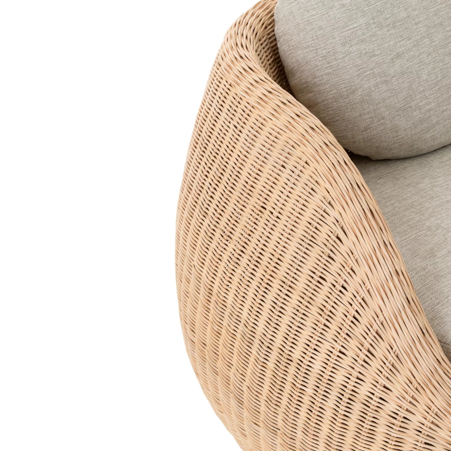 Loungestoel Draaibaar Rond Rotan Naturel/Ecru J-Line