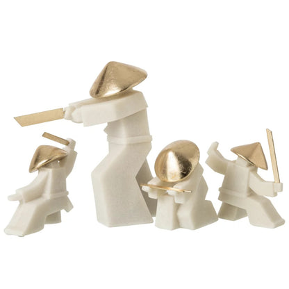 Beeldje Vechtsport Hars Wit/Goud J-Line