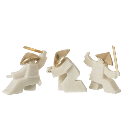 Beeldje Vechtsport Hars Wit/Goud Assortiment Van 3 J-Line