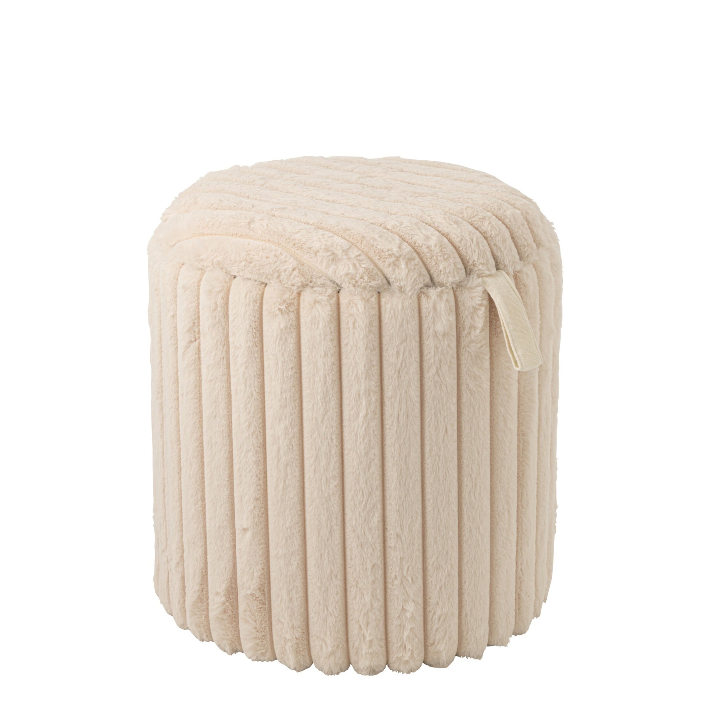 Poef + Deksel Geribbeld Mdf Beige J-Line
