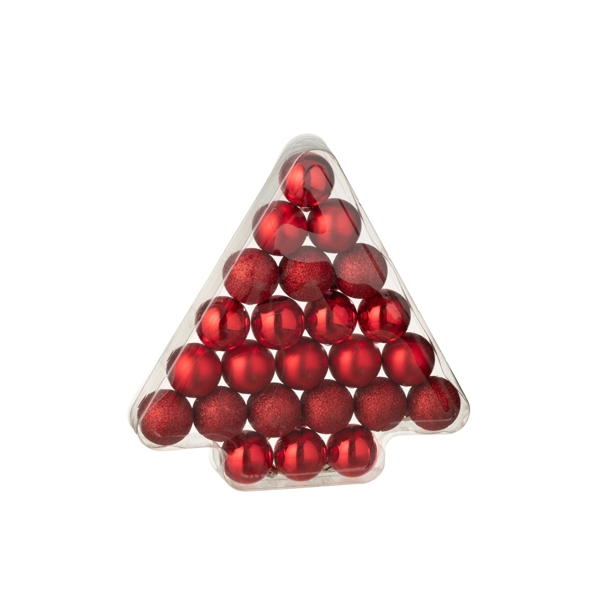 Doos van 24 Kerstballen Kerstrood J-Line