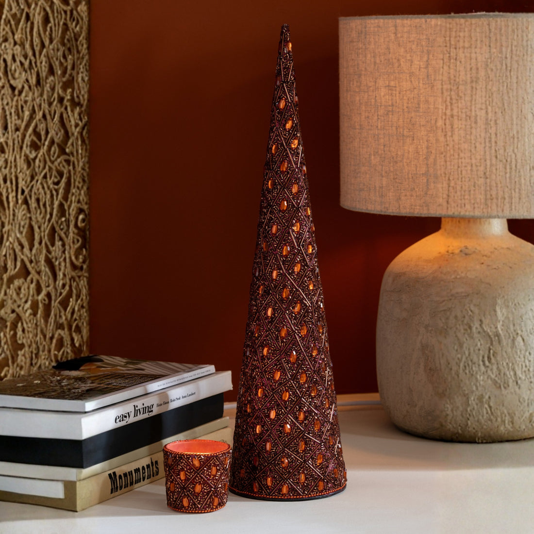 Kegel Ijzer/Kralen Donkerbruin/Roestbruin Set van 3 J-Line