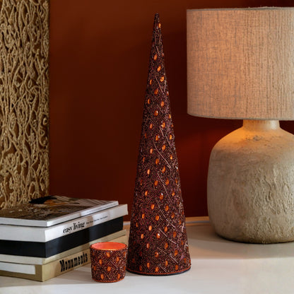 Kegel Ijzer/Kralen Donkerbruin/Roestbruin Set van 3 J-Line