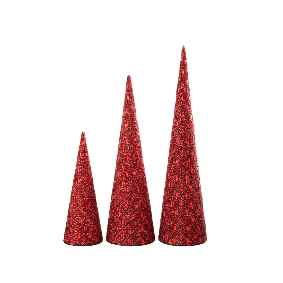 Kegel Ijzer/Kralen Kerstrood Set van 3 J-Line