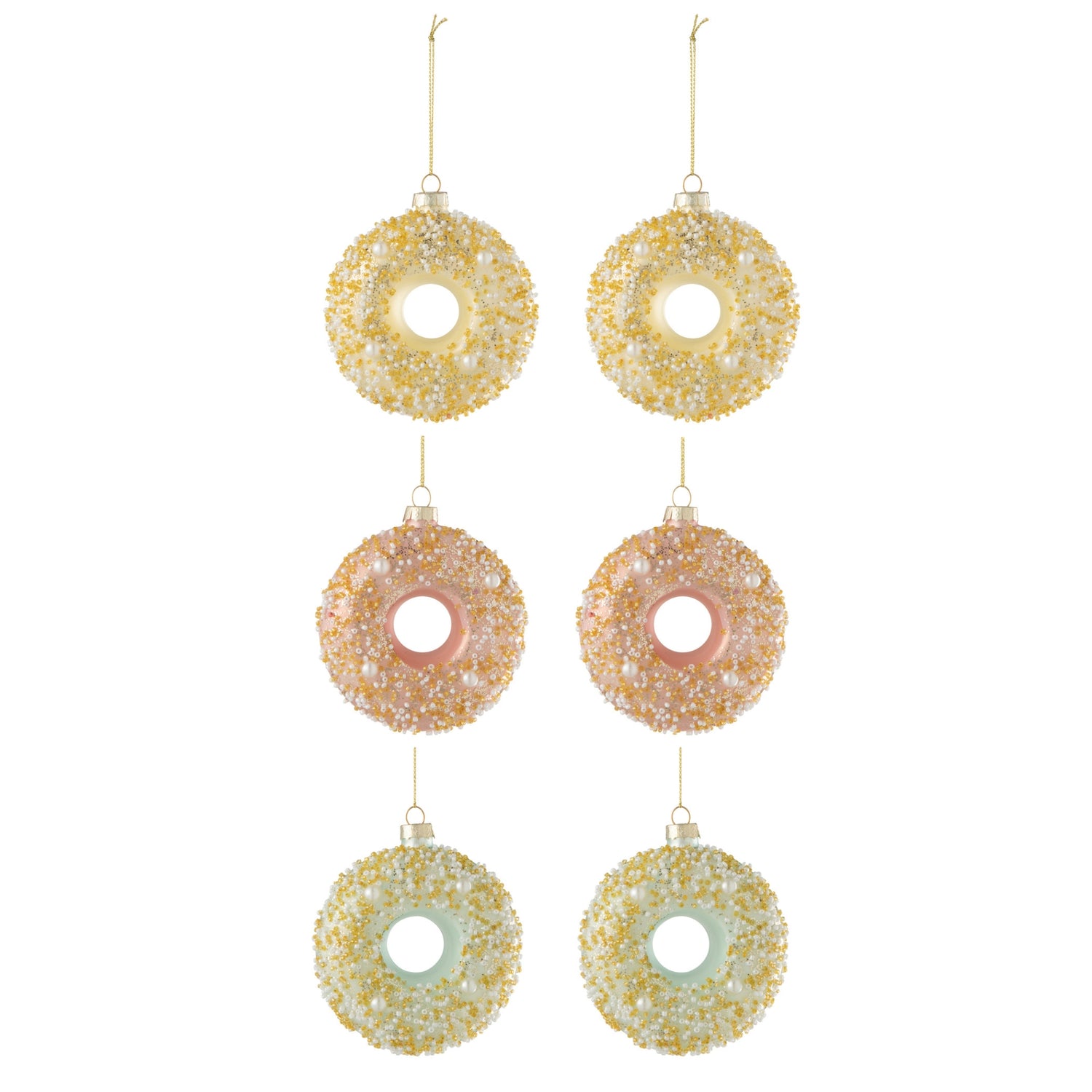 Doos Van 6 Donut Hanger 2+2+2 Pailletten Glas Mix J-Line